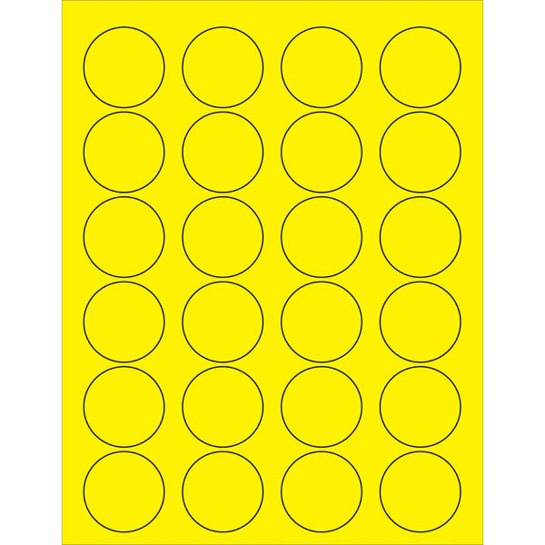 1 5/8" Fluorescent Yellow Circle Laser Labels 2400/Case