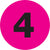 1" Circle - "4" (Fluorescent Pink) Number Labels 500/Roll