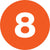 1" Circle - "8" (Orange) Number Labels 500/Roll