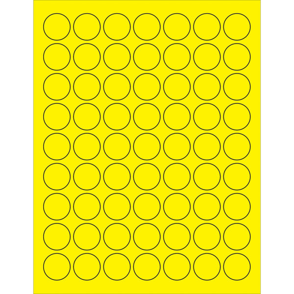 1" Fluorescent Yellow Circle Laser Labels 6300/Case