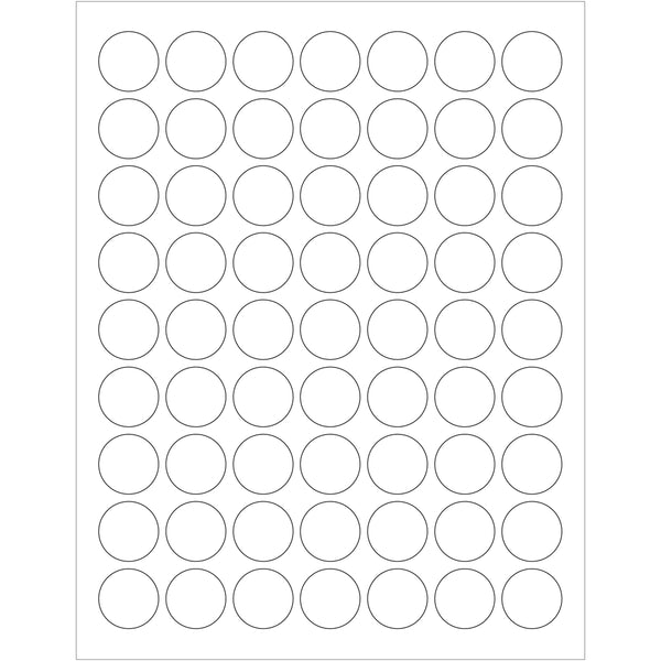1" Glossy White Circle Laser Labels 6300/Case