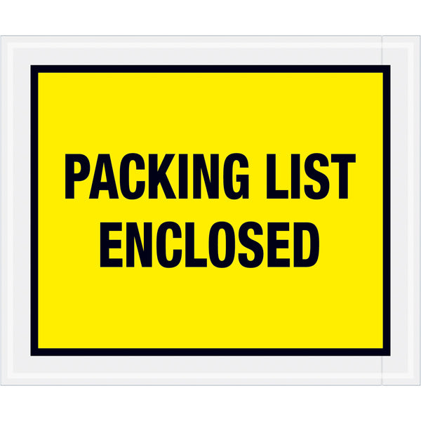 10 x 12 Packing List Envelopes (Full Face) - YELLOW 500/Case