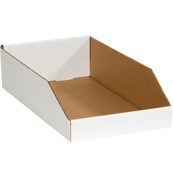 10 x 18 x 4 1/2 Open-Top White Corrugated Bin Box 25/Bundle