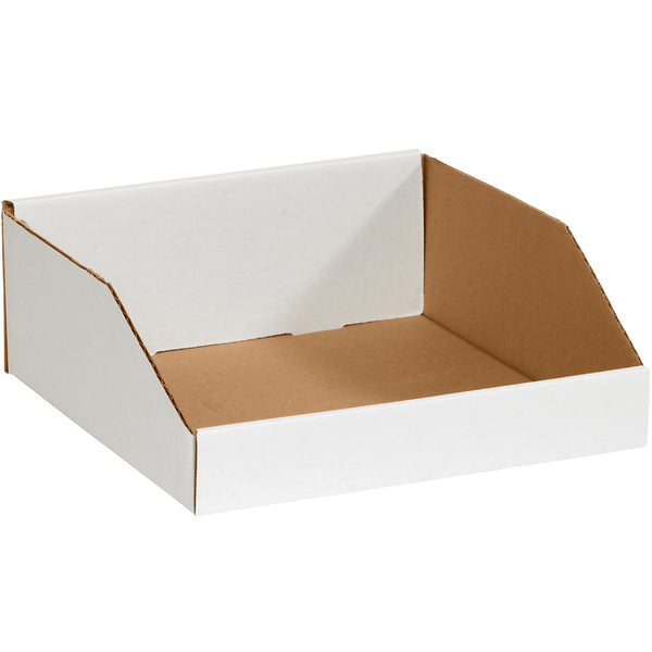 12 x 12 x 4 1/2 Open-Top White Corrugated Bin Box  50/Bundle