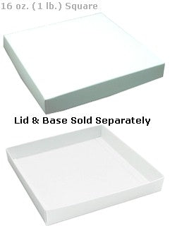 7-3/4 x 7-3/4 x 1-1/8 White 16 oz. (1 lb.) Square Candy Box LID 250/Case