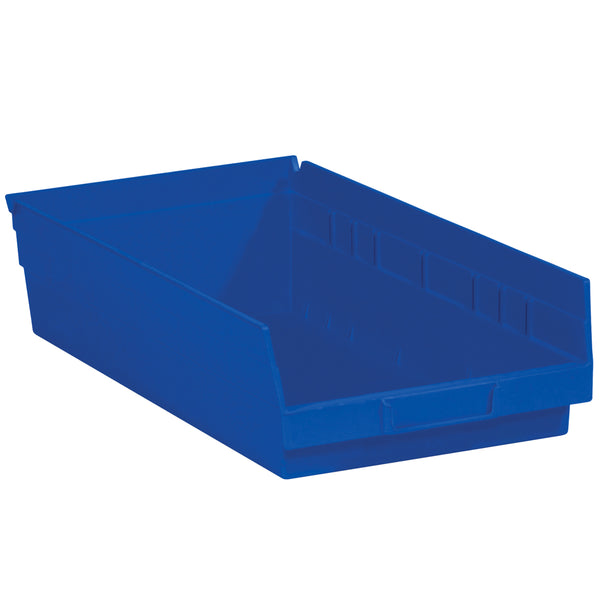 17 7/8 x 11 1/8 x 4 Blue Plastic Shelf Bin Boxes 8/Case