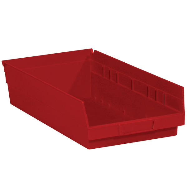 17 7/8 x 11 1/8 x 4 Red Plastic Shelf Bin Boxes 8/Case