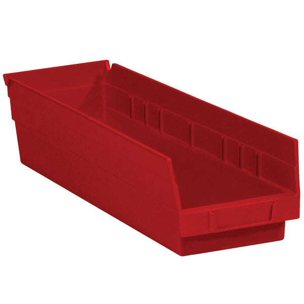 17 7/8 x 4 1/8 x 4 Red Plastic Shelf Bin Boxes 20/Case