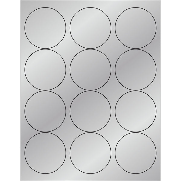 2 1/2" Silver Foil Circle Laser Labels 1200/Case