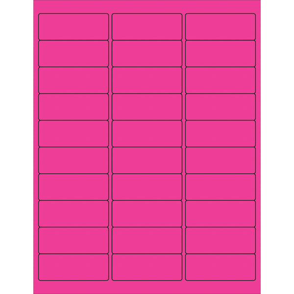 2 5/8 x 1" Fluorescent Pink Rectangle Laser Labels 3000/Case