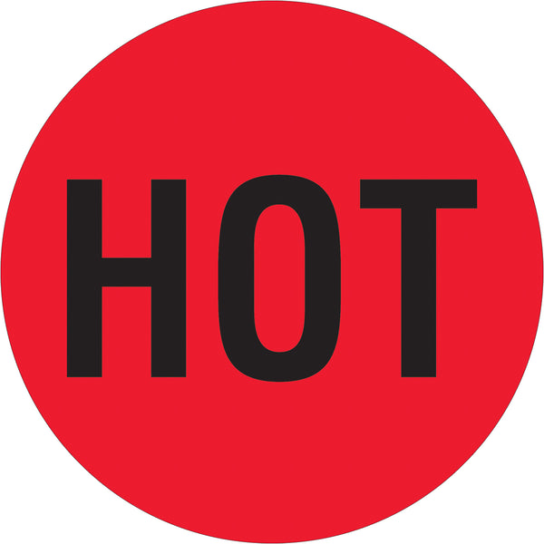 2" Circle - "Hot" (Fluorescent Red) Labels 500/Roll