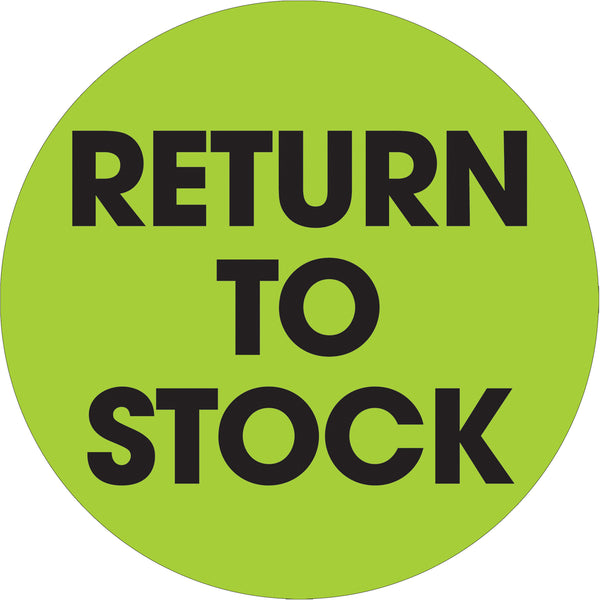 2" Circle - "Return To Stock" Fluorescent Green Labels 500/Roll