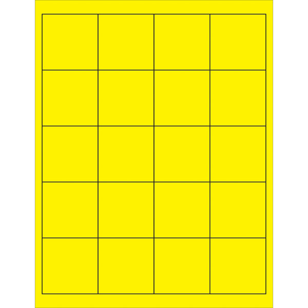 2 x 2" Fluorescent Yellow Rectangle Laser Labels 2000/Case