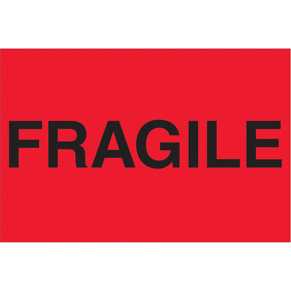 2 x 3" - "Fragile" (Fluorescent Red) Labels 500/Roll