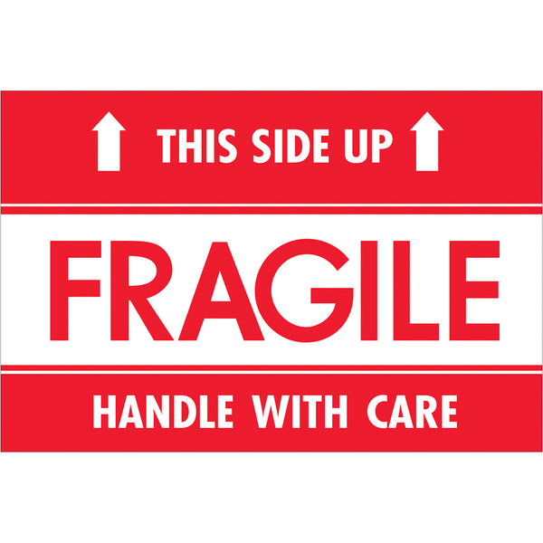 2 x 3" - "Fragile - This Side Up - HWC" Labels 500/Roll