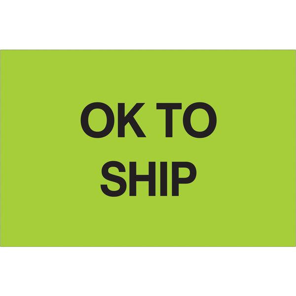 2 x 3" - "OK To Ship" (Fluorescent Green) Labels 500/Roll