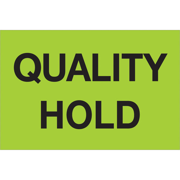 2 x 3" - "Quality Hold" (Fluorescent Green) Labels 500/Roll