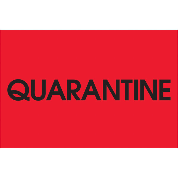 2 x 3" - "Quarantine" (Fluorescent Red) Labels 500/Roll