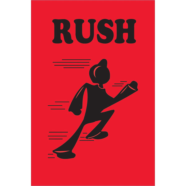 2 x 3" - "Rush" (Fluorescent Red) Labels 500/Roll