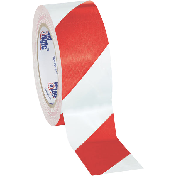 2" x 36 yds. Red/White Striped Vinyl Safety Tape 3/Case