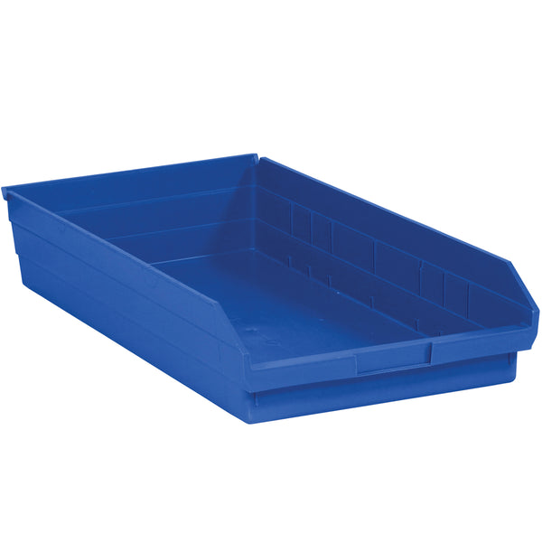 23 5/8 x 11 1/8 x 4 Blue Plastic Shelf Bin Boxes 6/Case