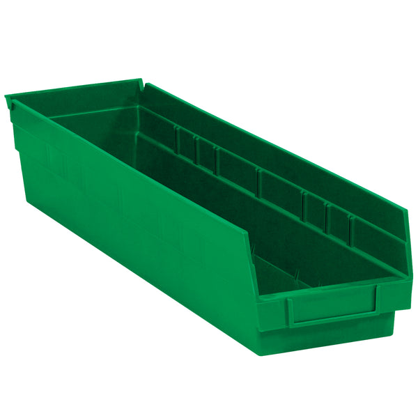 23 5/8 x 4 1/8 x 4 Green Plastic Shelf Bin Boxes 16/Case