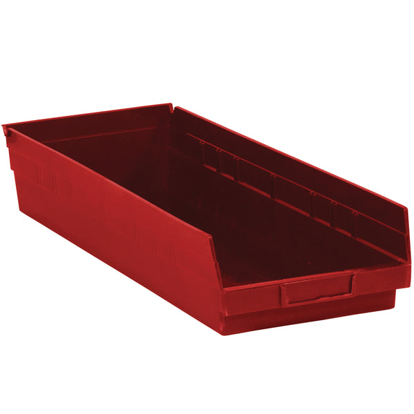 23 5/8 x 8 3/8 4 Red Plastic Shelf Bin Boxes 6/Case