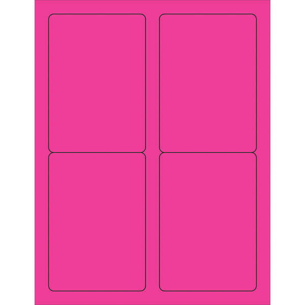 3 1/2 x 5" Fluorescent Pink Rectangle Laser Labels 400/Case