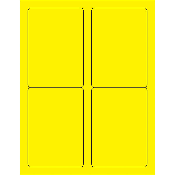 3 1/2 x 5" Fluorescent Yellow Rectangle Laser Labels 400/Case
