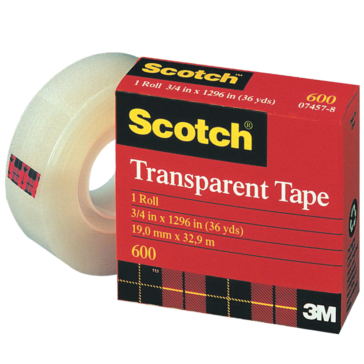 1/2" x 36 yds. Scotch 600 MultiTask Tape 12/Case