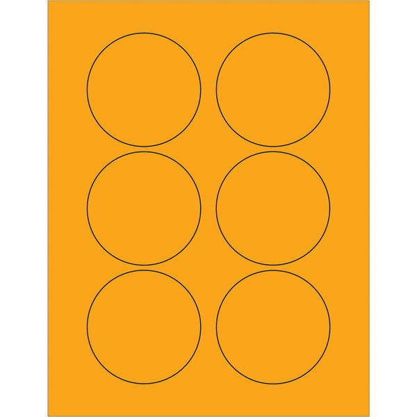 3" Fluorescent Orange Circle Laser Labels 600/Case