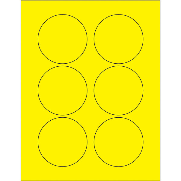 3" Fluorescent Yellow Circle Laser Labels 600/Case