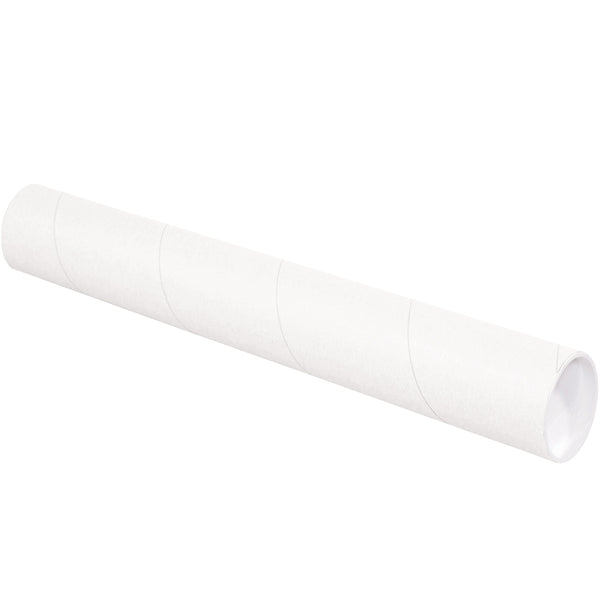3 x 9 White Mailing Tubes With End Caps .060 Gauge 24/Case