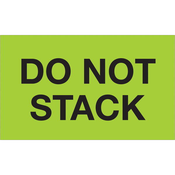 3 x 5" - "Do Not Stack" (Fluorescent Green) Labels 500/Roll