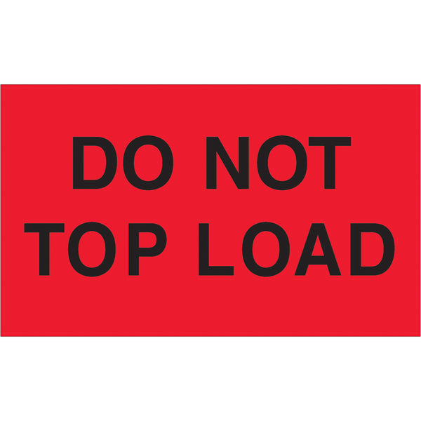 3 x 5" - "Do Not Top Load" (Fluorescent Red) Labels 500/Roll