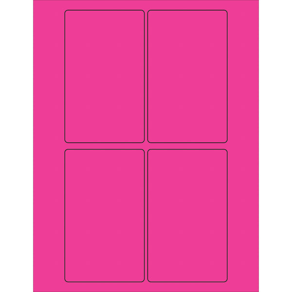 3 x 5" Fluorescent Pink Rectangle Laser Labels 400/Case