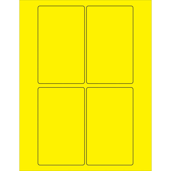 3 x 5" Fluorescent Yellow Rectangle Laser Labels 400/Case