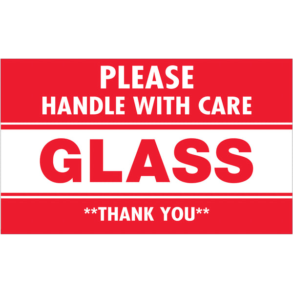 Glass Handle with Care Labels (3 x 5) 500/Roll