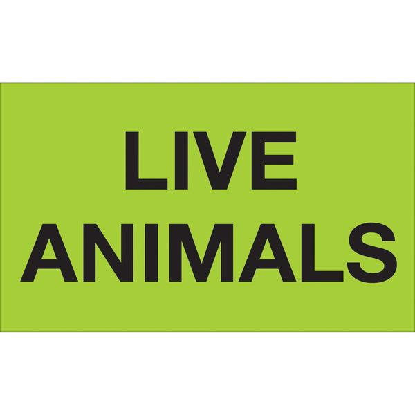 3 x 5" - "Live Animals" (Fluorescent Green) Labels 500/Roll