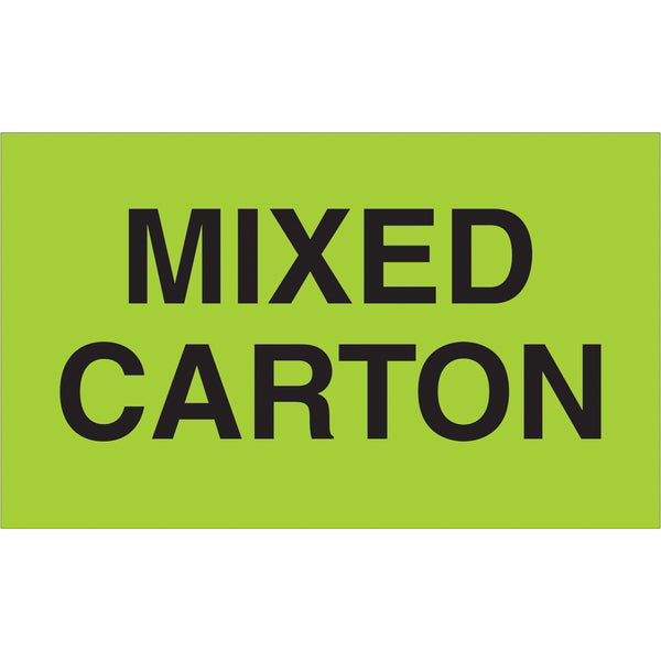 3 x 5" - "Mixed Carton" (Fluorescent Green) Labels 500/Roll