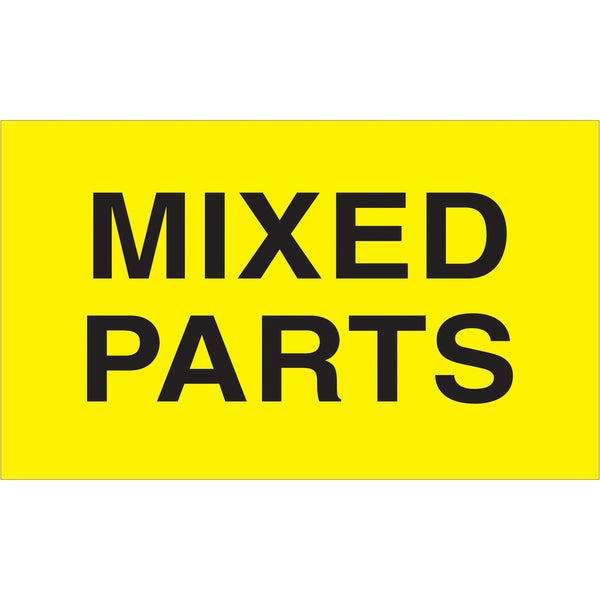 3 x 5" - "Mixed Parts" (Fluorescent Yellow) Labels 500/Roll
