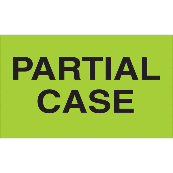 3 x 5" - "Partial Case" (Fluorescent Green) Labels 500/Roll