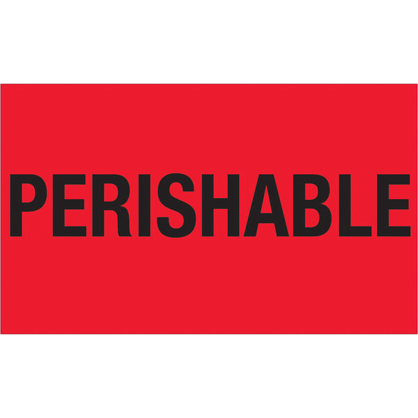 3 x 5" - "Perishable" (Fluorescent Red) Labels 500/Roll