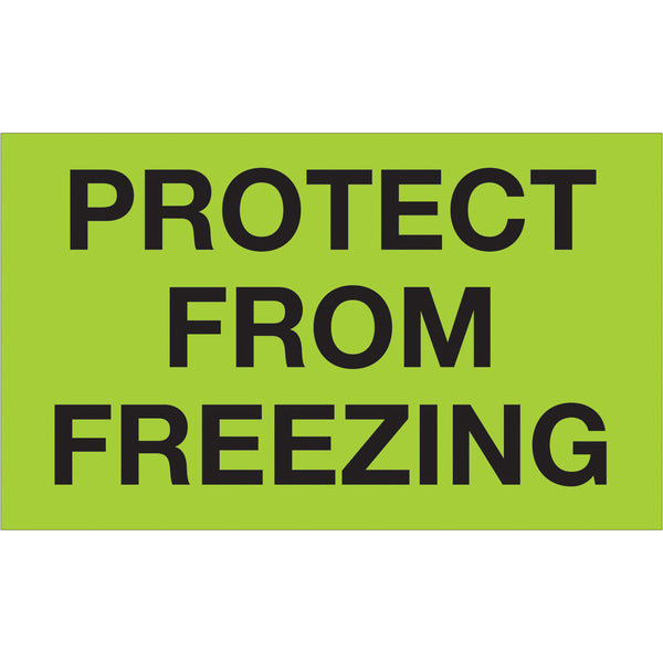 3 x 5" - "Protect From Freezing" (Fluorescent Green) Labels 500/Roll