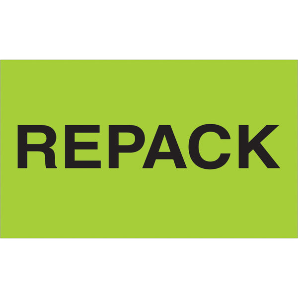 3 x 5" - "Repack" (Fluorescent Green) Labels 500/Roll