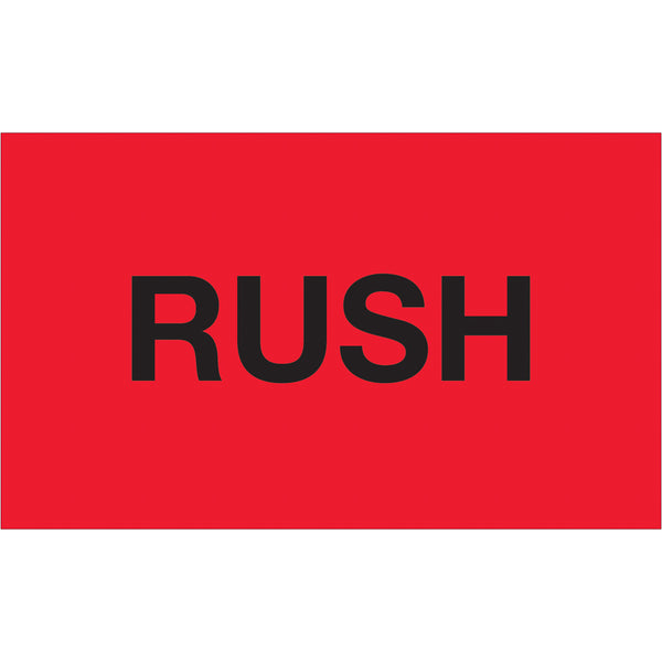 3 x 5" - "Rush" (Fluorescent Red) Labels 500/Roll