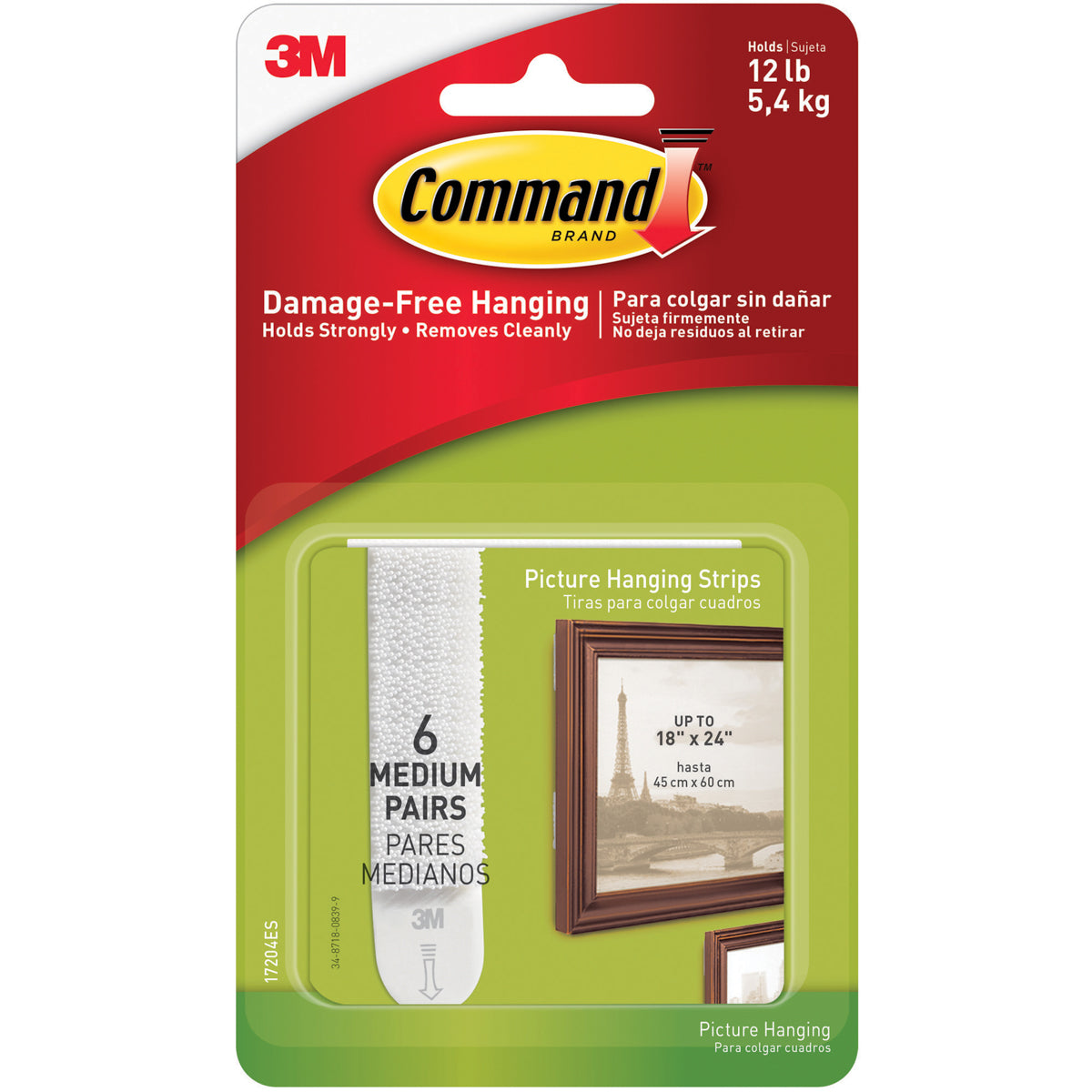 3M 17204 Command Picture Hanging Strips Medium