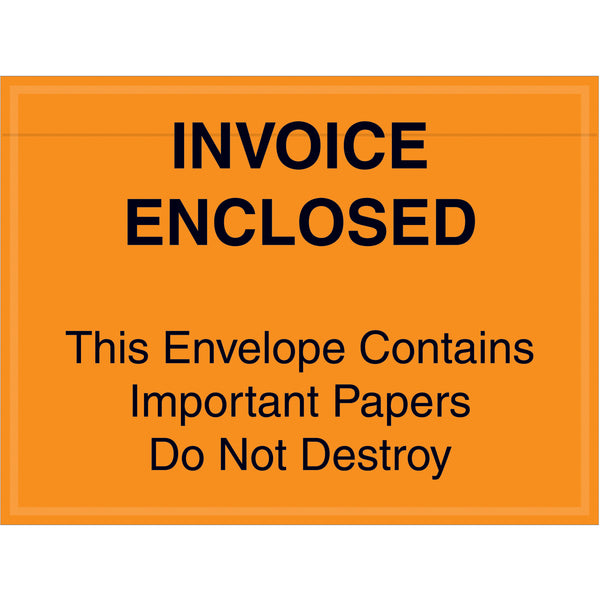 4 1/2 x 6 Orange Important Papers Enclosed Envelopes - Invoice 1000/Case