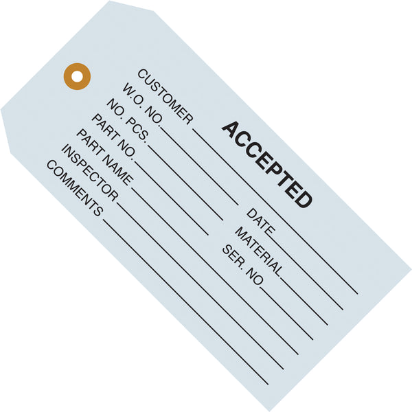 4 3/4 x 2 3/8 - "Accepted (Blue)" Inspection Tags 1000/Case