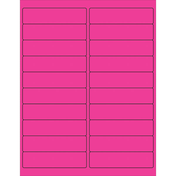 4 x 1" Fluorescent Pink Rectangle Laser Labels 2000/Case